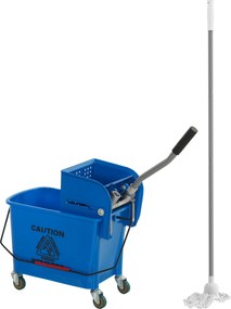 HOMCOM Găleată pentru mop cu stoarcere, panou separator și roți, capacitate 20 L pentru curățenie casnică 45x26,5x70 cm albastru | Aosom Romania