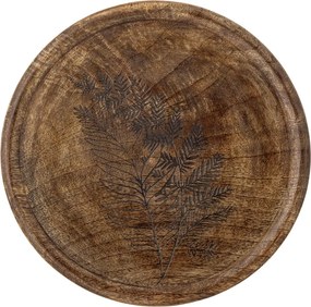 Cutie decorativă cu capac din lemn de mango, cu model gravat, natur, 19,5x9,5 cm, „Moya"