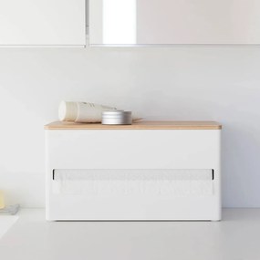 Suport orizontal pentru prosoape de bucătărie din hârtie alb din metal Rin – YAMAZAKI