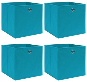 Cutii depozitare, 4 buc., bleu, 32x32x32 cm, textil Albastru bebelus fara capace, 4, 1, Albastru bebelus fara capace