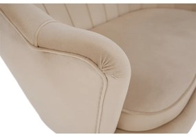 Bancă în stil Art-deco, catifea Velvet bej/crom auriu, NOBLIN