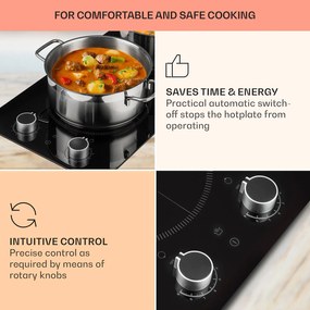 Klarstein Kochheld, plită cu inducție cu 2 zone, 2900 W, butoane rotative, sticla, negru