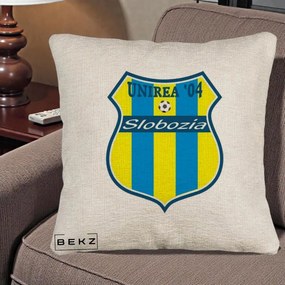 Perna Personalizata Unirea '04 Slobozia Fotbal, 40x40 cm, Bej Canapea, Husa Detasabila, Perna Inclusa, BEKZ®