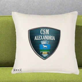 Perna Personalizata CSM Alexandria Fotbal, 40x40 cm, Crem Reliefat, Husa Detasabila, Perna Inclusa, BEKZ®
