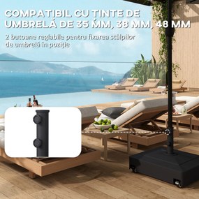 Outsunny Bază Umbrelă cu Roți și Frâne, cu Apă 40kg/Nisip 61kg, pentru Stâlpi de Ø35/38/48mm, Negru | Aosom Romania