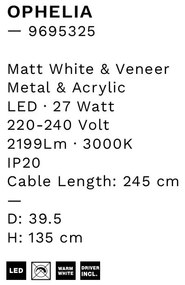 Lampadar, Lampa de podea LED design decorativ OPHELIA alb