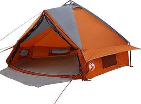 vidaXL Cort Teepee pentru 8 Persoane cu acoperiș Gri și Portocalie