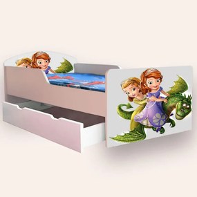 Patut copii de gradinita cu Sofia 2 Mic 2-6 ani 130x60 cm varianta cu sertar si saltea SafeNest CMG51886633582932