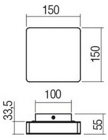 Redo 01-2384 - Aplica LED de perete TABLET, 11W/230V, 3000K, CRI 90, negru