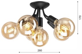 Plafonieră neagră fără abajur Viggo – LAMKUR