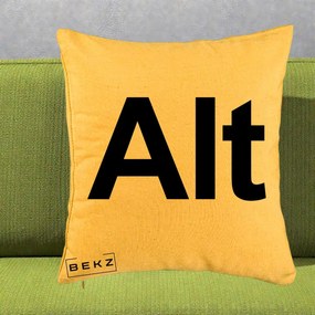 Perna Personalizata Tasta Alt Tipografie Bold, 40x40 cm, Galben, Husa Detasabila, Perna Inclusa, BEKZ®