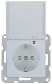 Priza simpla cu impamantare si capac, protectie copii, 16A, IP20, Argintiu, Panasonic Karre Plus 55