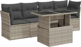 vidaXL Set canapele de grădină cu perne, 5 piese gri deschis poliratan