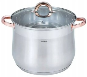 Oala Klausberg KB 7792, 7l, 22cm, Capac din sticla, Fund multistrat, Inductie, Inox/roz auriu