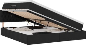 vidaXL Pat cu saltea și LED cu saltea Negru 160 x 200 cm țesătură