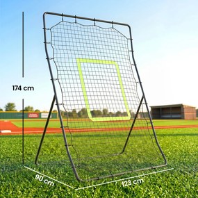HOMCOM Plasă Rebounder Pliabilă pentru Fotbal și Baseball cu 21 de Corzi și Zonă de Precizie, 123x90x174 cm, Negru | Aosom Romania