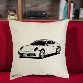 Perna Personalizata Porsche 911 Silueta, 40x40 cm, Ecru, Husa Detasabila, Perna Inclusa, BEKZ®