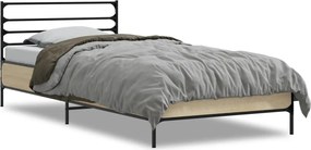 vidaXL Cadru de pat, stejar sonoma, 75x190 cm, lemn prelucrat și metal