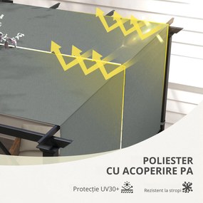 Outsunny Învelitoare pentru Pergolă cu Buzunare și Curele pentru Stâlpi, 488x122 cm, Gri Închis | Aosom Romania