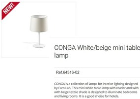 Veioza / Lampa de masa moderna design elegant CONGA mini alb/bej 64316-02