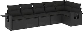 vidaXL Set mobilier de grădină cu perne, 6 piese, negru, poliratan