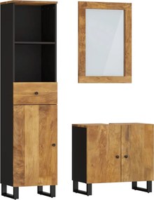 vidaXL Set mobilier de baie, 3 piese, lemn masiv de mango