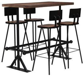 245395 vidaXL Set mobilier de bar, 5 piese, lemn masiv reciclat