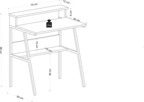 Birou/masa PC, Hodor Homs, nuc/negru,86x70x50 cm