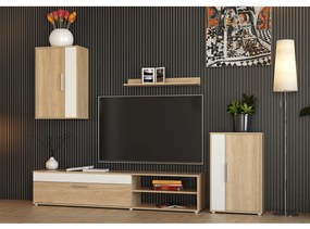 Mobilier de perete de living, alb/arinsonoma, ASOLE NEW