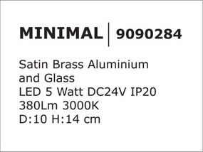 Accesoriu, Corp de iluminat pentru sistemul magnetic PUZZLE si GRAMMI, Minimal alama satinata