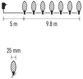 Instalație LED de Crăciun de exterior 50xLED/8 funcții 14,8 m IP44 alb cald
