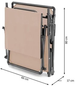 Șezlong pliant DIVERO cu acoperiș, XXL, bej