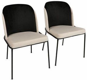 Set de scaune de sufragerie Dore Black and Cream,2 buc.