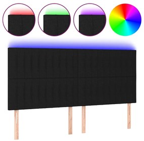Tablie de pat cu LED, negru, 160x5x118 128 cm, textil 1, Negru, 160 x 5 x 118 128 cm