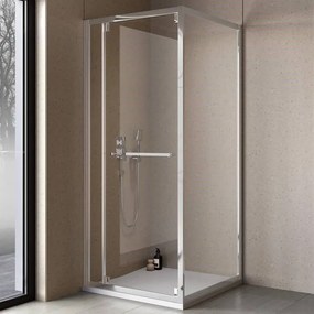 Cabina dus patrata cu usa glisanta rotativa KolpaSan Stellar DW 120x80 cm, crom lucios