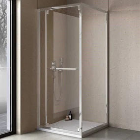 Cabina dus patrata cu usa glisanta rotativa KolpaSan Stellar DW 120x80 cm, crom lucios
