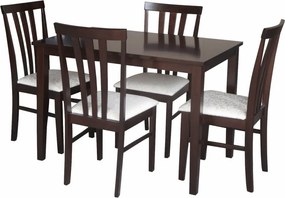 Set masa si 4 scaune LESLIE NEW, wenge/crem, lemn/material textil