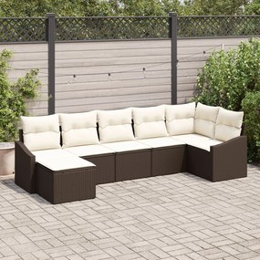 vidaXL Set de canapele pentru grădină 7 pcs Maro Rattan poli