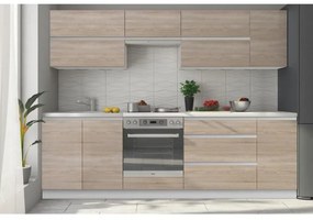 Set Mobila Bucatarie LINE NEW 2.6m Alb/Stejar Sonoma