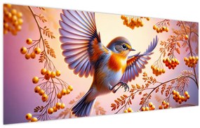 Tablou - Pasăre cu scoruș (120x50 cm)