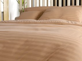 Lenjerie de pat din microfibra JASMINE maro - dunga 2 cm, buzunar hotelier Dimensiune lenjerie de pat: 70 x 90 cm | 140 x 200 cm
