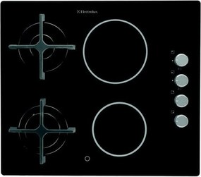 Plita incorporabila pe gaz si electrica Electrolux EGE6172NOK, 7600 W, Aprindere electronica, Indicator de caldura reziduala, Negru