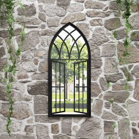 Oglinda de gradina, negru, 100x45 cm, fier uz exterior 1, Negru, 100 x 45 cm