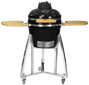 Grătar ceramic Kamado cu rafturi și suport 32,5 cm