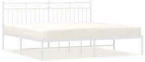 373744 vidaXL Cadru de pat metalic cu tăblie, alb, 180x200 cm