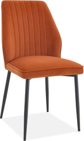 Scaun LEX, caramiziu/negru, stofa catifelata/metal, 47x60x89 cm