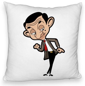 Perna Decorativa Fluffy, Model Mr Bean, 40x40 cm, Alba, Husa Detasabila, Burduf