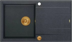 Chiuveta compozit incastrata Quadron Unique Evan 111 negru - cupru 86x50 cm