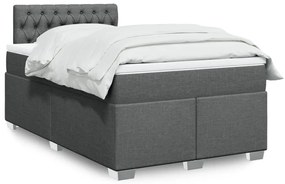 vidaXL Pat box spring cu saltea, gri închis, 120x200 cm, textil
