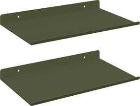 vidaXL Raft suspendat 2 pcs Verde măsliniu 30 x 18 x 2,5 cm Oțel